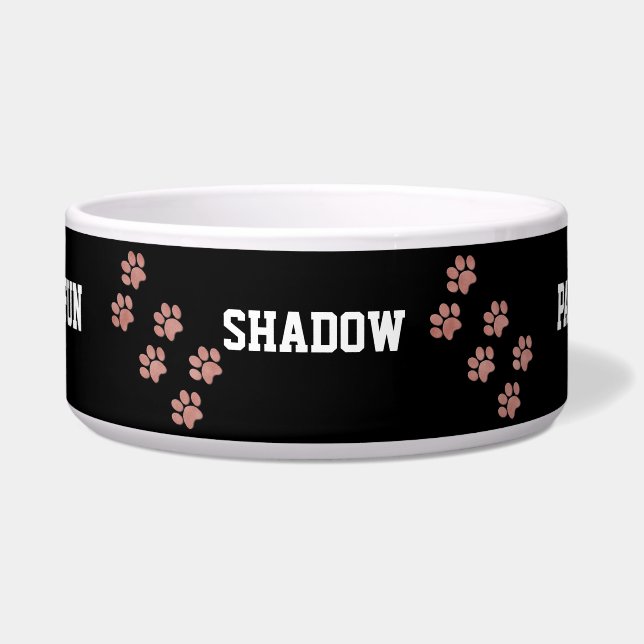 Paw Prints Personalized Dog Food Feeding Dish (Front)