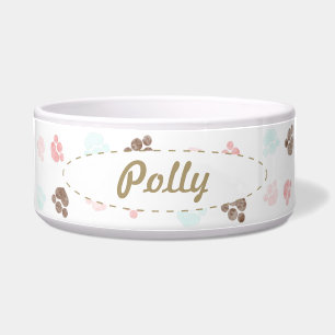 Paw Prints Personalized Mocha Baby Bowl
