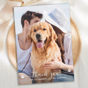 Paw Prints Personalized Pet Photo Dog Wedding Thank You Card