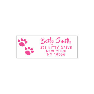 Paw Prints Personalized Return Address Self-inking Stamp