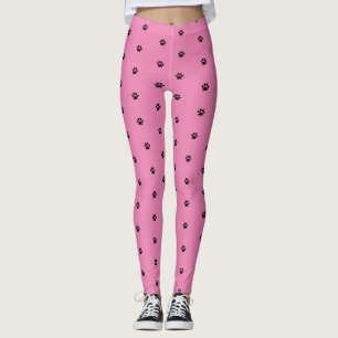 Paw Prints Pink Black Animal Patters Cute Gift Leggings