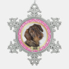 Paw Prints Pink Pet Photo Snowflake Ornament