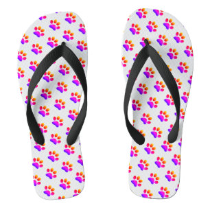 Paw Prints Pink Purple Animal Patterns Cute Cool Flip Flops
