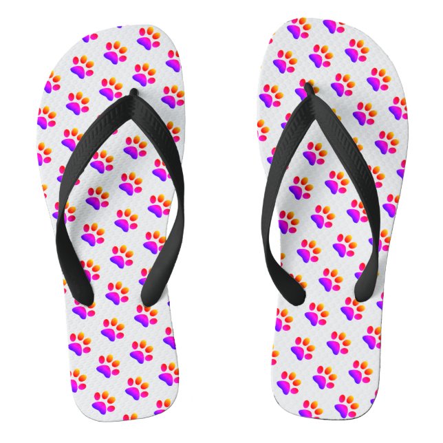 Paw Prints Pink Purple Animal Patterns Cute Cool Flip Flops (Footbed)
