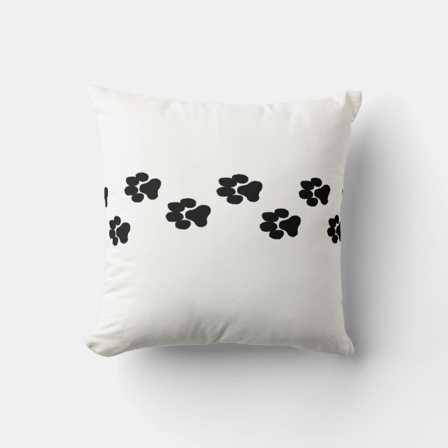 Paw Prints Pink Throw Pillow (Front)