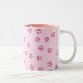 Paw Prints Pink Two-Tone Coffee Mug