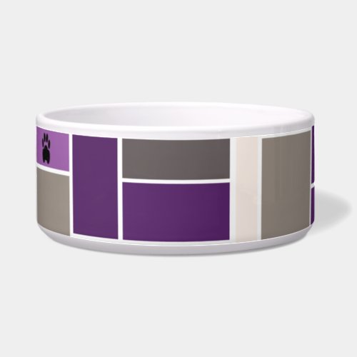 Paw Prints  Purple Color Block Dog Bowl