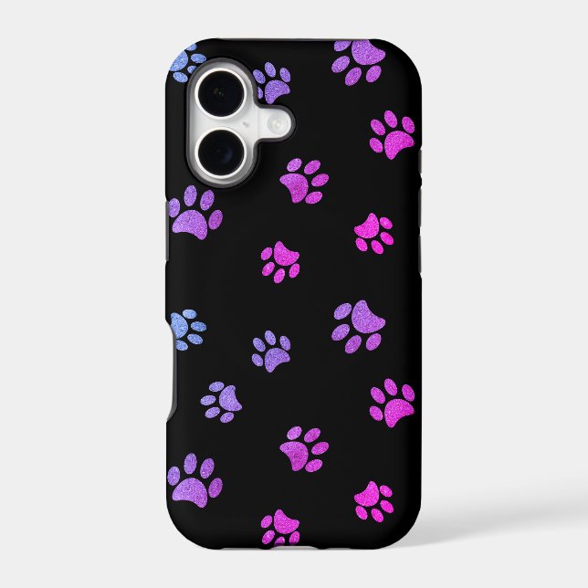 Paw Prints Purple Pink Blue Black Case-Mate iPhone Case (Back)