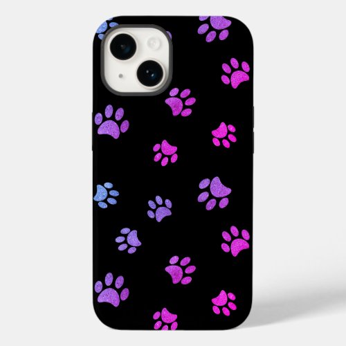 Paw Prints Purple Pink Blue Black Case_Mate iPhone 14 Case