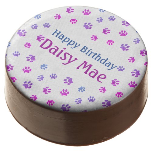 Paw Prints Purple Pink Custom Pet Birthday Party Chocolate Covered Oreo