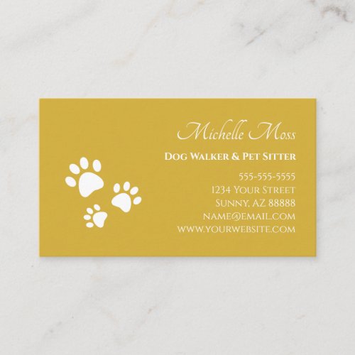 Paw Prints QR code Pet Sitter Gold Business Card