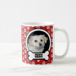 Paw Prints Red Pet Photo Mug<br><div class="desc">Super cute red and white pet photo frame mug for your best doggy! Upload your own pet's pic and change the name for a great custom mug featuring your awesome dog!</div>