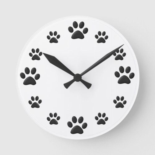 Paw Prints Round Clock