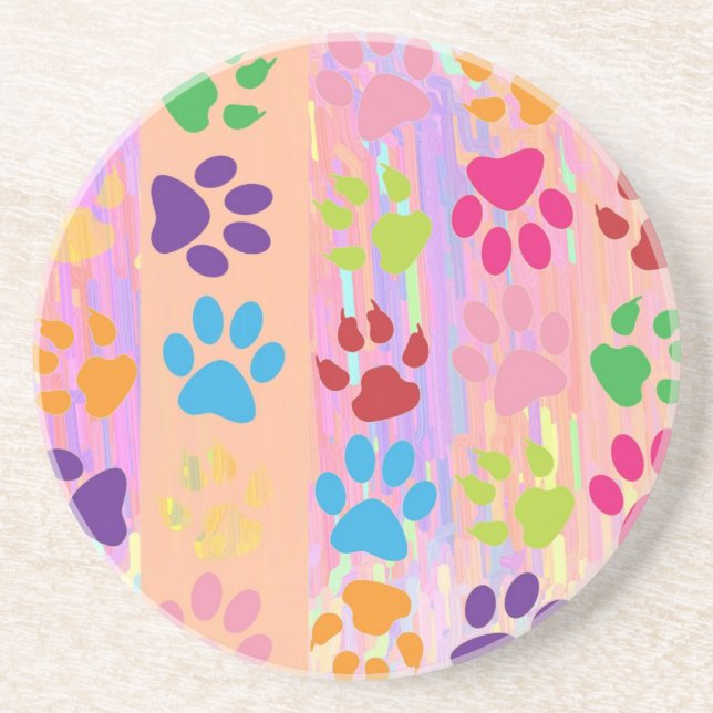 Paw Prints Sandstone Coaster (Front)