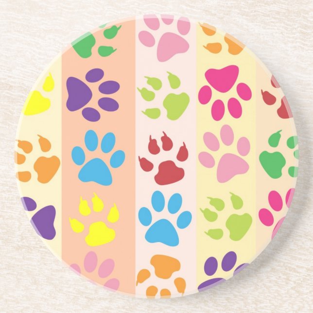 Paw Prints Sandstone Coaster (Front)