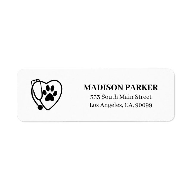 Paw Prints & Stethoscope Label (Front)