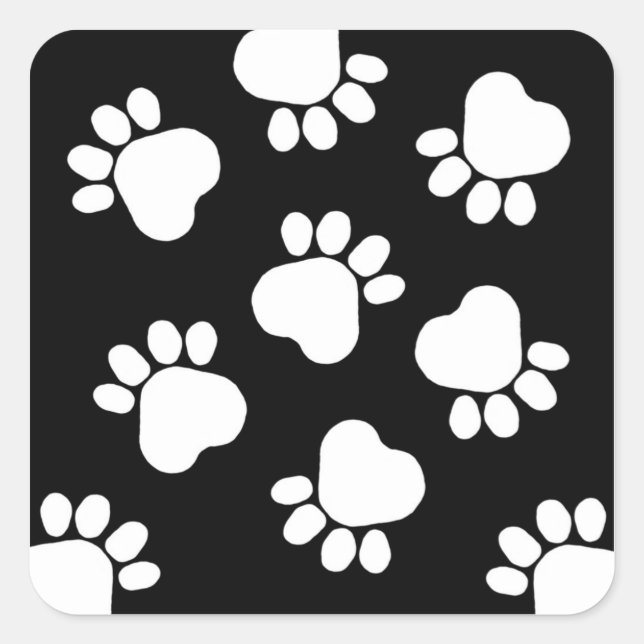Paw Prints - Talk to the Paw! Black and White Square Sticker (Front)
