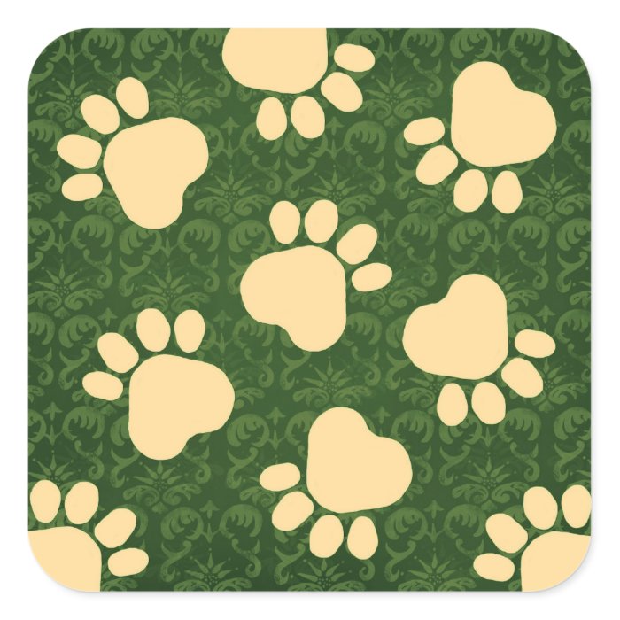 Paw Prints   Talk to the Paw Green and Yellow Square Sticker