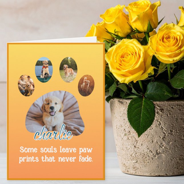 Paw Prints That Never Fade Photo Collage Sympathy Card (Creator Uploaded)