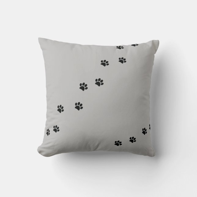 Paw Prints Throw Pillow (Front)
