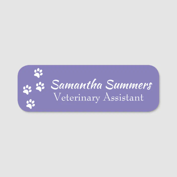 Magnetic or Pin Back Paw Print Personalized Custom Name Tag or Name Badge