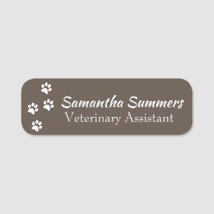 Paw Prints Vet Veterinary Business Groomer Name Tag