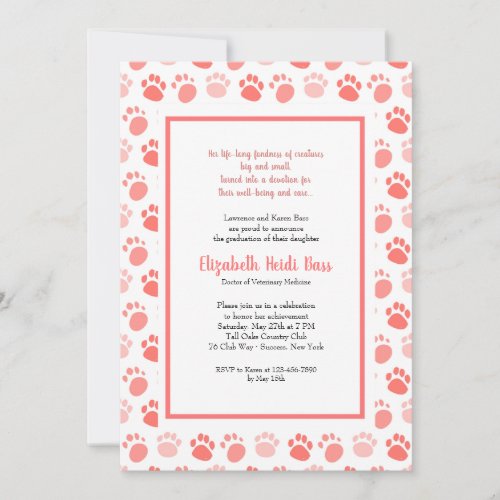 Paw Prints Veterinary School Graduation Invites