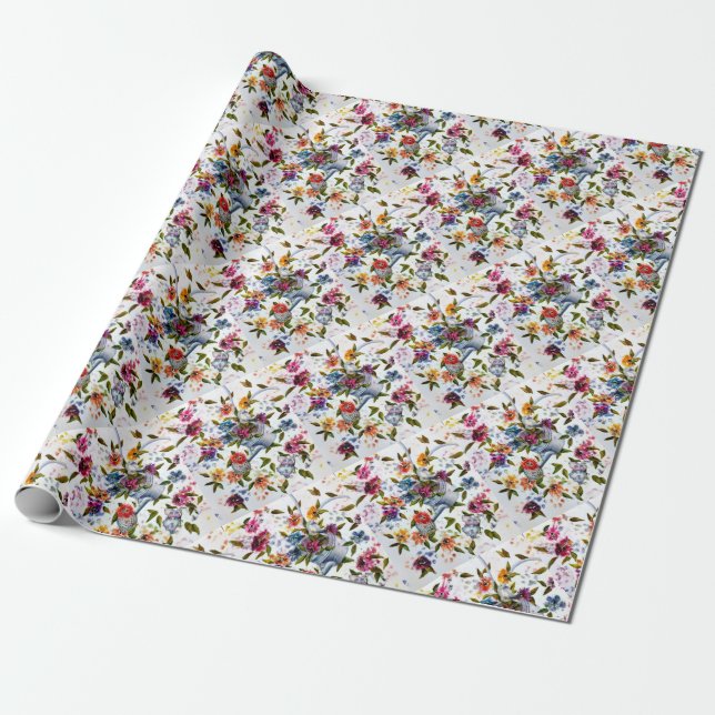PAW PRINTS WATERING CAN WRAPPING PAPER (Unrolled)