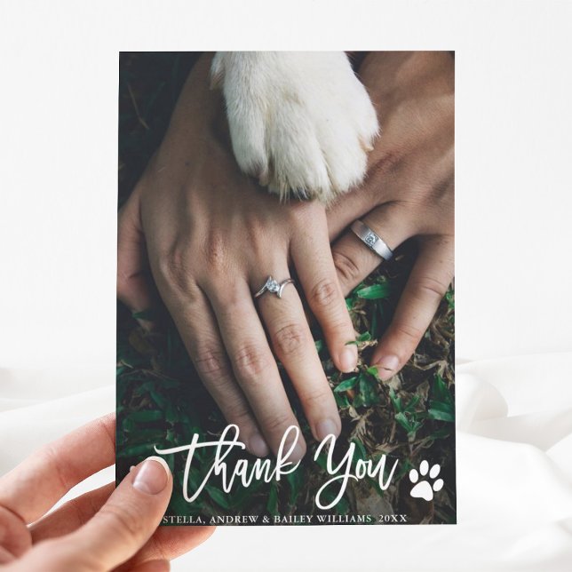 Paw Prints Wedding Thank You Photo Card (Creator Uploaded)