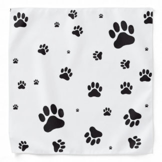 Paw prints white bandana