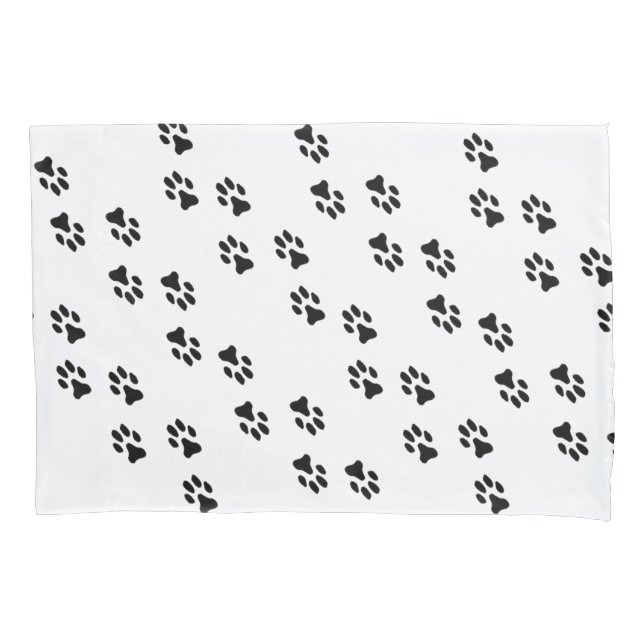 Paw Prints White Pillow Case (Front)