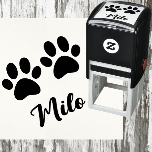 Paw Prints with Custom Name  Self_inking Stamp