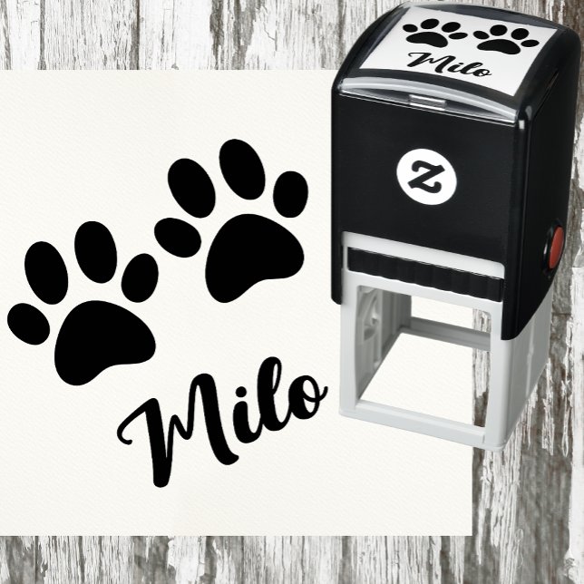 Paw Prints with Custom Name  Self-inking Stamp (Creator Uploaded)