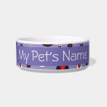 Paw Prints with Hearts Ceramic Pet Bowl<br><div class="desc">Your Beloved pet will eat in style with this colorful blue bowl with black and white paws with hearts!  Personalize it by adding your pet's name!</div>