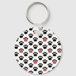 Paw Prints with Hearts Keychain