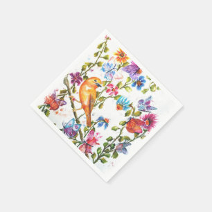 PAW PRINTS YELLOW BIRD PAPER NAPKINS