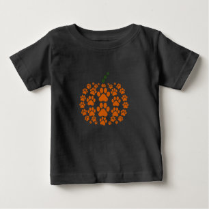 Paw Pumpkin Paw Print Dog Thanksgiving Baby T-Shirt