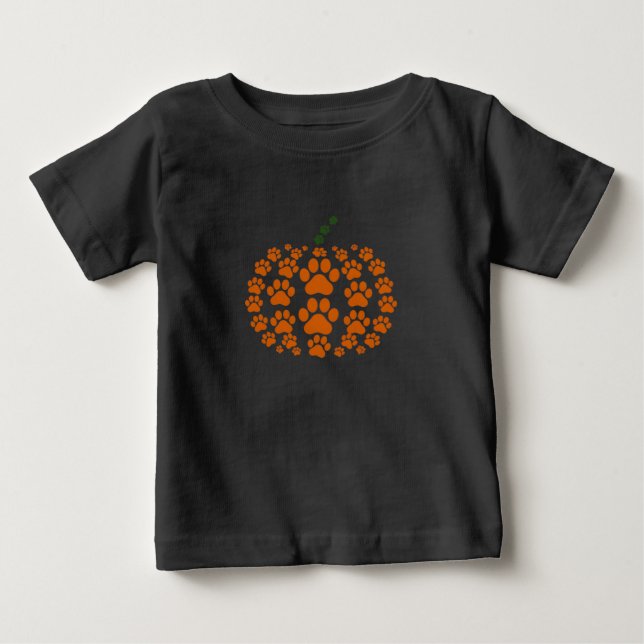 Paw Pumpkin Paw Print Dog Thanksgiving Baby T-Shirt (Front)