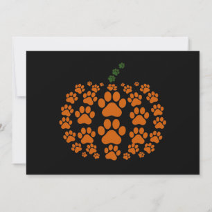 Paw Pumpkin Paw Print Dog Thanksgiving Invitation