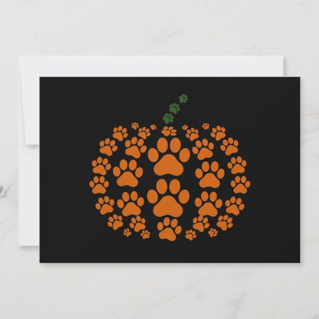 Paw Pumpkin Paw Print Dog Thanksgiving Invitation (Front)