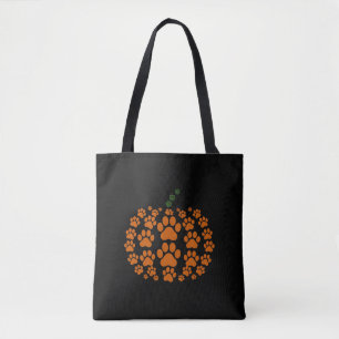 Paw Pumpkin Paw Print Dog Thanksgiving Tote Bag