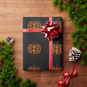 Paw Pumpkin Paw Print Dog Thanksgiving Wrapping Paper