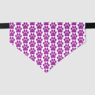 Paw Shape Plaid Pink Purple Dog Pet Bandana Collar