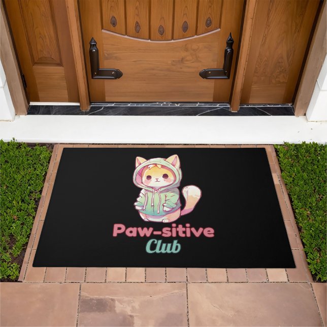 Paw‑sitive Club Cat Design – Cute Animal Lover Doormat (Outdoor)