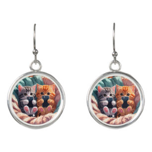 Paw-sitive Vibes – Fluffy Kittens Taking Selfies Earrings