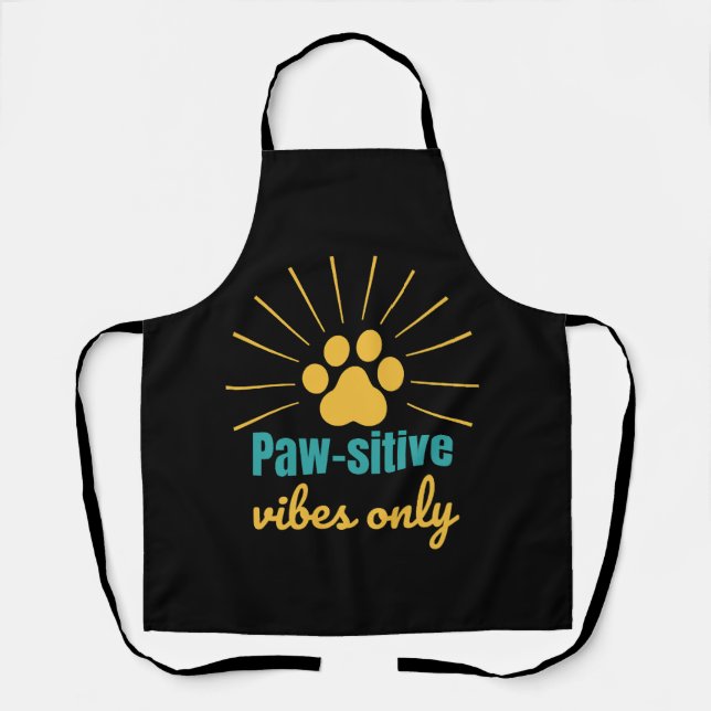 Paw-sitive Vibes Only cat lover Apron (Front)