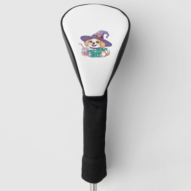 Paw-sitive Vibes Only – Cute Dog With Bubble Tea a Golf Head Cover (Front)