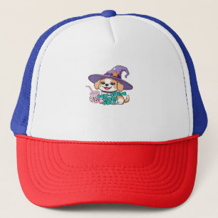 Paw-sitive Vibes Only – Cute Dog With Bubble Tea a Trucker Hat
