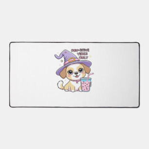 Paw-sitive Vibes Only Cute Dog With Bubble Tea Hal Desk Mat