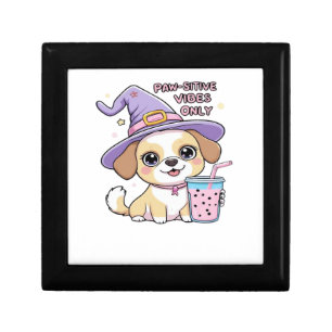 Paw-sitive Vibes Only Cute Dog With Bubble Tea Hal Gift Box